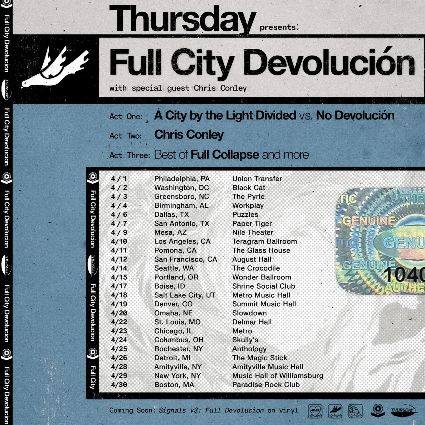 Thursday Full City Devolucion Tour Poster 2026